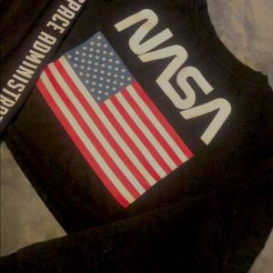 Black cropped nasa crew neck.